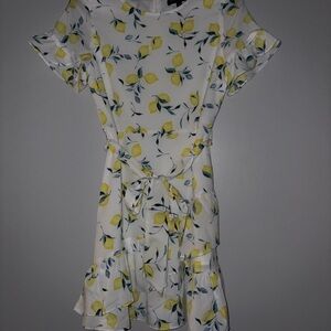 Banana Republic white dress with yellow&green lemon design short sleeves TRENDY